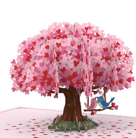 Pop-Up Karte Herzbaum mit Turteltauben