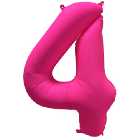 NEON PINK Ballon Zahl 4, Maße: 86 cm