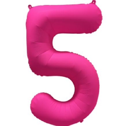 NEON PINK Ballon Zahl 5, Maße: 86 cm