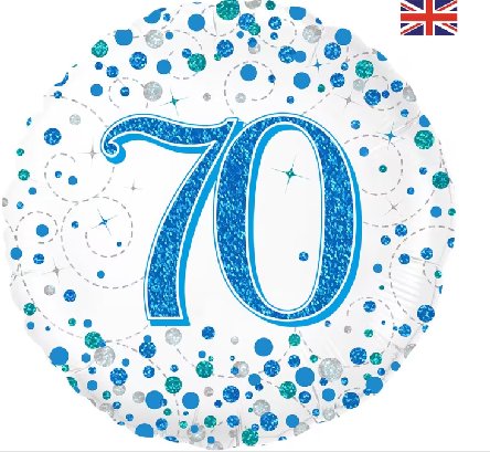 Ballon zum 70.Geburtstag, Holo Blue Ballon zum 70.Geburtstag, Holo Blue