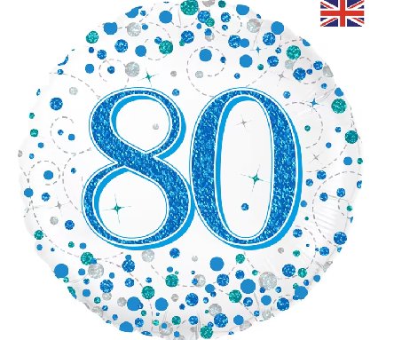 Ballon zum 80.Geburtstag, Holo Blue Ballon zum 80.Geburtstag, Holo Blue