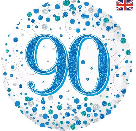 Ballon zum 90.Geburtstag, Holo Blue Ballon zum 90.Geburtstag, Holo Blue