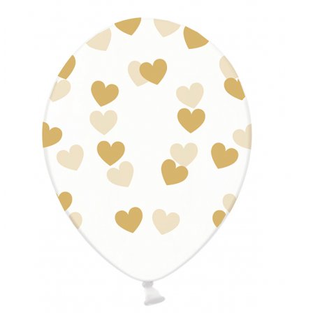 Motivballons Clear - Ø 30cm - Hearts - Gold