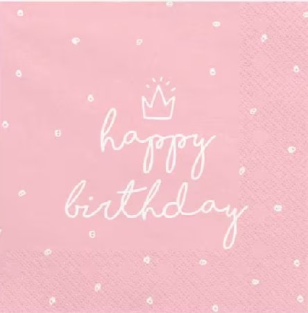Happy Birthday Servietten, rosa, 20 Stück