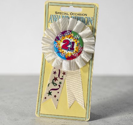 Anstecker Rosette zum 21. Geburtstag Anstecker Rosette zum 21. Geburtstag