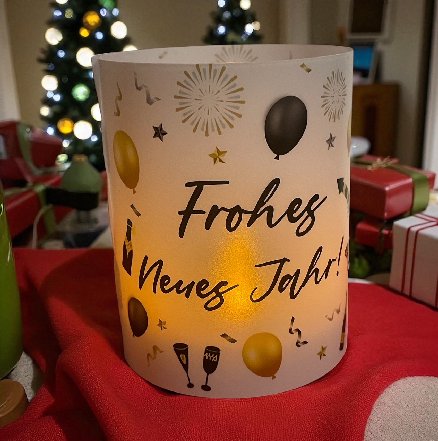 Silvester Teelichte für Tischdeko, 4 Stück