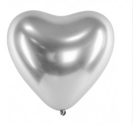 Herz Luftballons 28cm Glossy Silber, 25 Stück