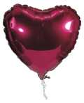 Folienballon Herz mit Gasfüllung, rubinrot ,45 cm