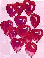 100 rote Herzluftballons, 33 cm Durchmesser